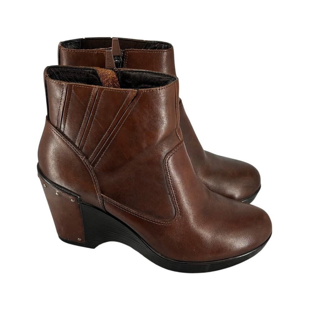 Dansko Faith Wedge Leather Ankle Boots Size 37 EU 6.5-7 US Brown - Picture 13 of 15